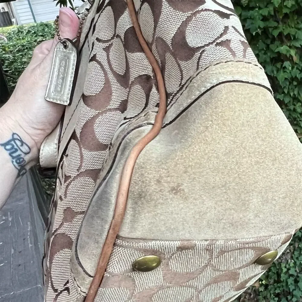 VINTAGE COACH Women's Shoulder Bag Tote 8K49 AUTHENTIC